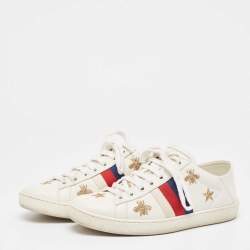 Gucci White Leather Star Ace Low Top Sneakers Size 34.5