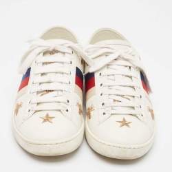 Gucci White Leather Star Ace Low Top Sneakers Size 34.5