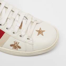 Gucci White Leather Star Ace Low Top Sneakers Size 34.5