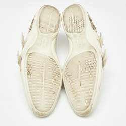 Gucci White/Beige GG Canvas and Leather Velcro Low Top Sneakers Size 43