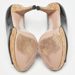 Pre Owned Gucci Black Patent Peep Toe Pumps Size 38