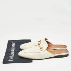 مملوكة مسبقًا Gucci Cream Leather Princetown Mules Size 40