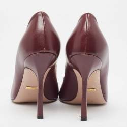 Gucci Burgundy Leather Jolene Horsebit Pumps Size 37