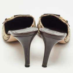 Pre Owned Gucci Brown Canvas And Leather Nostyle Mules Size 39.5 