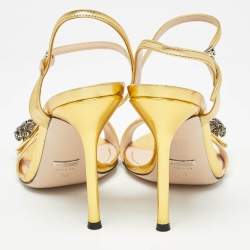 Gucci Gold Leather Dionysus Ankle Strap Sandals Size 39