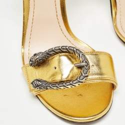 Gucci Gold Leather Dionysus Ankle Strap Sandals Size 39