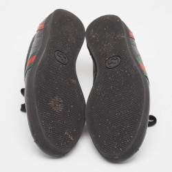 Gucci Black Guccissima Leather  Web Detail Low Top Sneakers Size 36.5