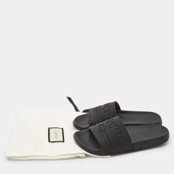 Gucci Black Rubber Logo Pool Slides Size 37