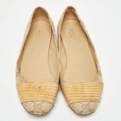 Gucci Beige GG Canvas Ballet Flats Size 38.5