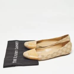 Gucci Beige GG Canvas Ballet Flats Size 38.5