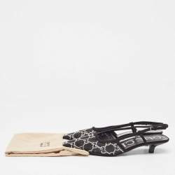 مملوكة مسبقًا Gucci Black Mesh and Suede GG Crystal Slingback Pumps Size 36.5