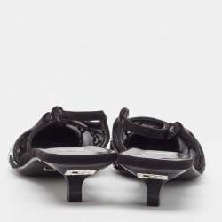 مملوكة مسبقًا Gucci Black Mesh and Suede GG Crystal Slingback Pumps Size 36.5