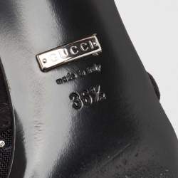 مملوكة مسبقًا Gucci Black Mesh and Suede GG Crystal Slingback Pumps Size 36.5