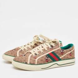 Gucci Brown Canvas Tennis 1977 Lace Up Sneakers Size 40