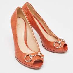 Gucci Brown Guccissima Leather Open Toe Pumps Size 37.5