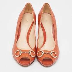 Gucci Brown Guccissima Leather Open Toe Pumps Size 37.5