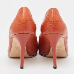 Gucci Brown Guccissima Leather Open Toe Pumps Size 37.5