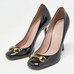 Pre Owned Gucci Black Patent Leather Horsebit Pumps Size 36