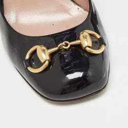 Pre Owned Gucci Black Patent Leather Horsebit Pumps Size 36