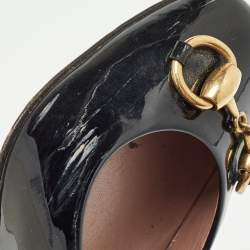 Pre Owned Gucci Black Patent Leather Horsebit Pumps Size 36