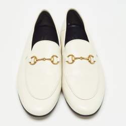 Gucci Cream Leather Jordaan Loafers Size 40