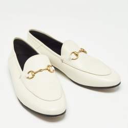 Gucci Cream Leather Jordaan Loafers Size 40