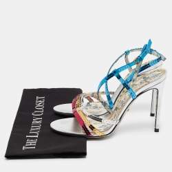 Gucci Multicolor Sequins and Leather Strappy Sandals Size 38.5