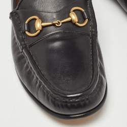 Pre Owned Gucci Black Leather Horsebit 1953 Slip On Loafers Size 37.5