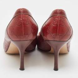 Gucci Red Guccissima Leather Icon Bit Pointed Toe Pumps Size 36.5
