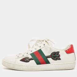 Gucci White Leather Embellished Arrow Ace Sneakers Size 36