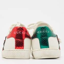 Gucci White Leather Embellished Arrow Ace Sneakers Size 36