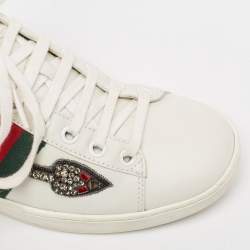 Gucci White Leather Embellished Arrow Ace Sneakers Size 36
