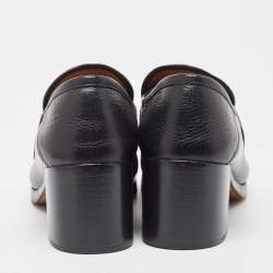Pre Owned Gucci Black Leather Union Jack Horsebit Loafer Pumps Size 37