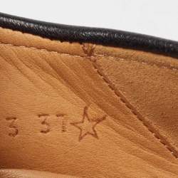 Pre Owned Gucci Black Leather Union Jack Horsebit Loafer Pumps Size 37