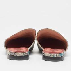 Gucci Blue GG Supreme Canvas Blooms Horsebit Flat Mules Size 37