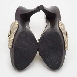 Gucci Gold Guccissima Leather Icon Bit Clogs Size 40