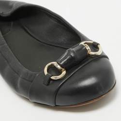 Gucci Black Leather Horsebit Ballet Flats Size 37