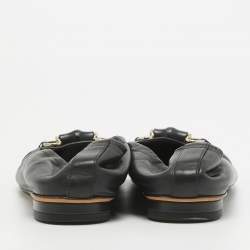 Gucci Black Leather Horsebit Ballet Flats Size 37