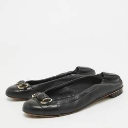 Gucci Black Leather Horsebit Ballet Flats Size 37