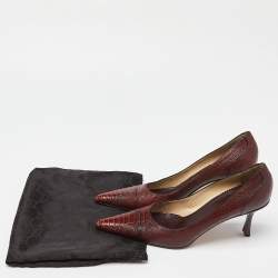 Gucci Brown Crocodile Leather Pointed Toe Pumps Size 38.5