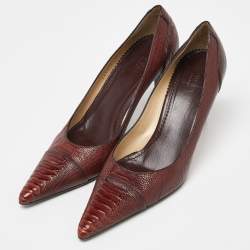 Gucci Brown Crocodile Leather Pointed Toe Pumps Size 38.5