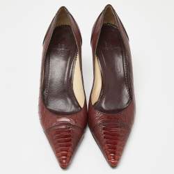 Gucci Brown Crocodile Leather Pointed Toe Pumps Size 38.5