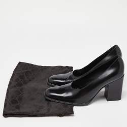 Gucci Black Leather Block Heel Pumps Size 39.5