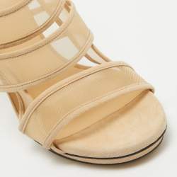 Gucci Cream Suede and Mesh Ankle Strap Sandals Size 38.5