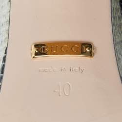 Gucci Beige/Black Python Embossed Leather Horsebit Platform Ankle Strap Sandals 40