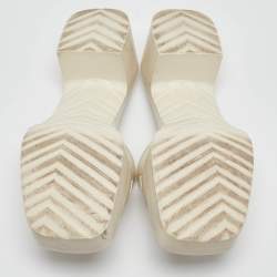 Pre Owned Gucci White Rubber Embossed Logo Block Heel Slide Sandals Size 40