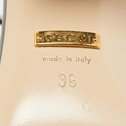 Pre Owned Gucci Black Leather GG Marmont Ankle Strap Sandals Size 36