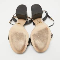 Pre Owned Gucci Black Leather GG Marmont Ankle Strap Sandals Size 36