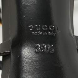 Pre Owned Gucci Black Leather T-Bar Horsebit Ankle Cuff Pumps Size 39.5