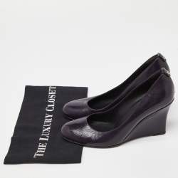 Gucci Purple Patent Leather Wedge Pumps Size 38